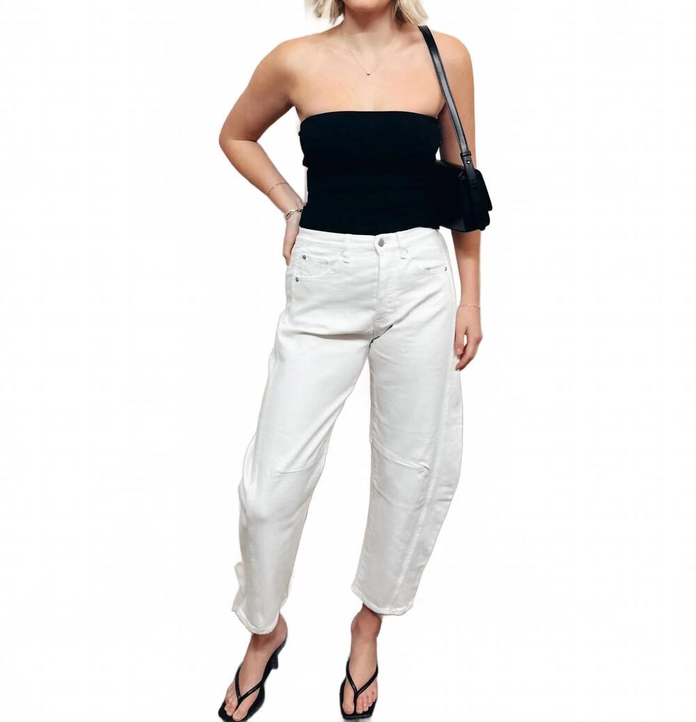 NEW HABITUAL harper cropped barrel jeans in white